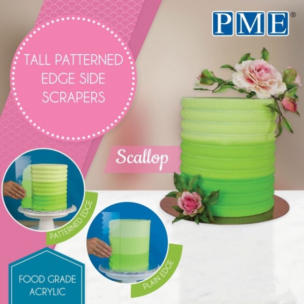 Tall Patterned Edge Side Scraper - Scallop